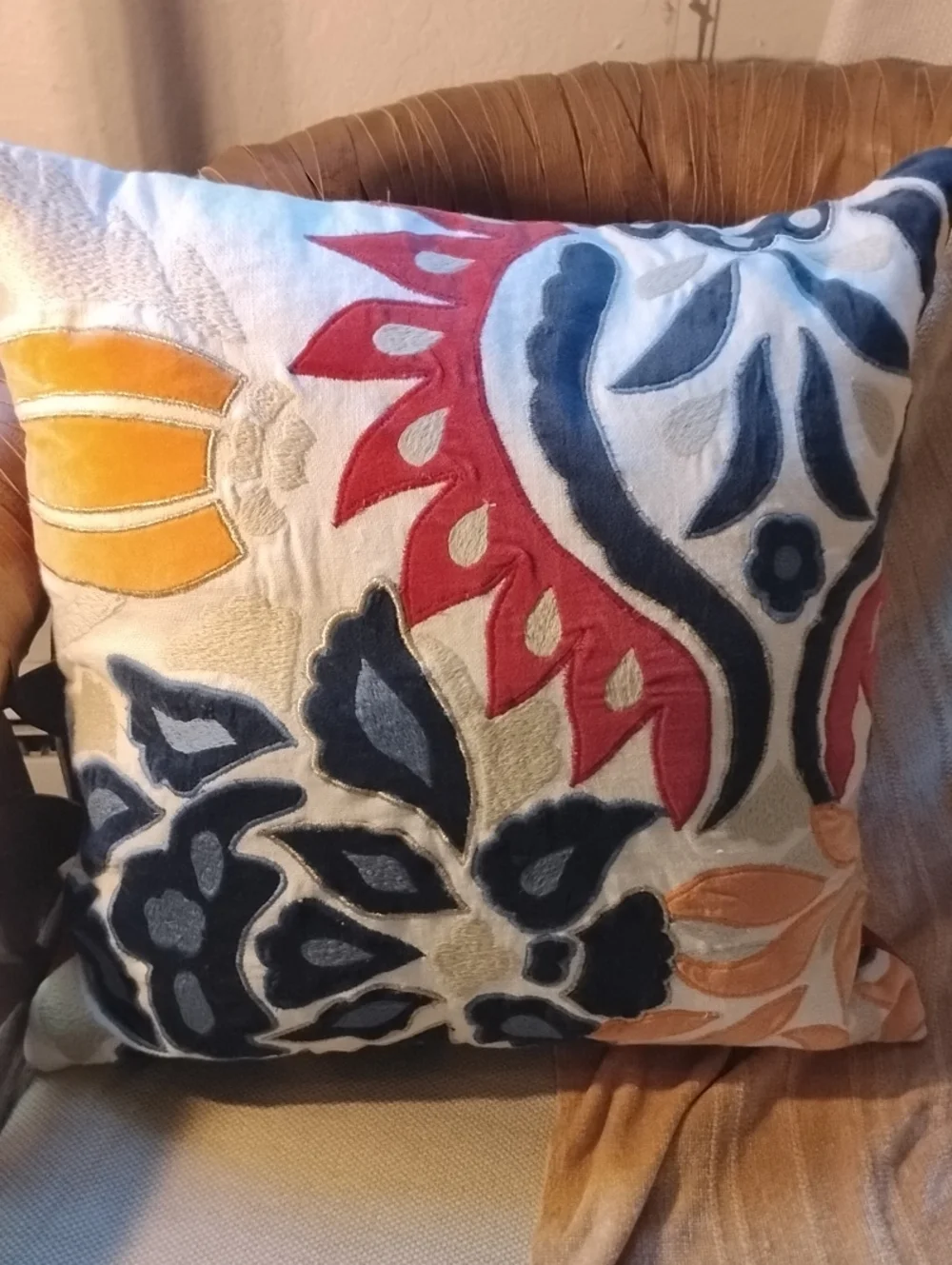 Williams Sonoma Decorative Floral Appliqué Throw Pillow Cover - Multicolor. Home